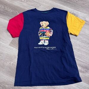 Polo Bear Ralph Lauren Basketball Colorblock Primary Colors T-shirt Large 14 16
